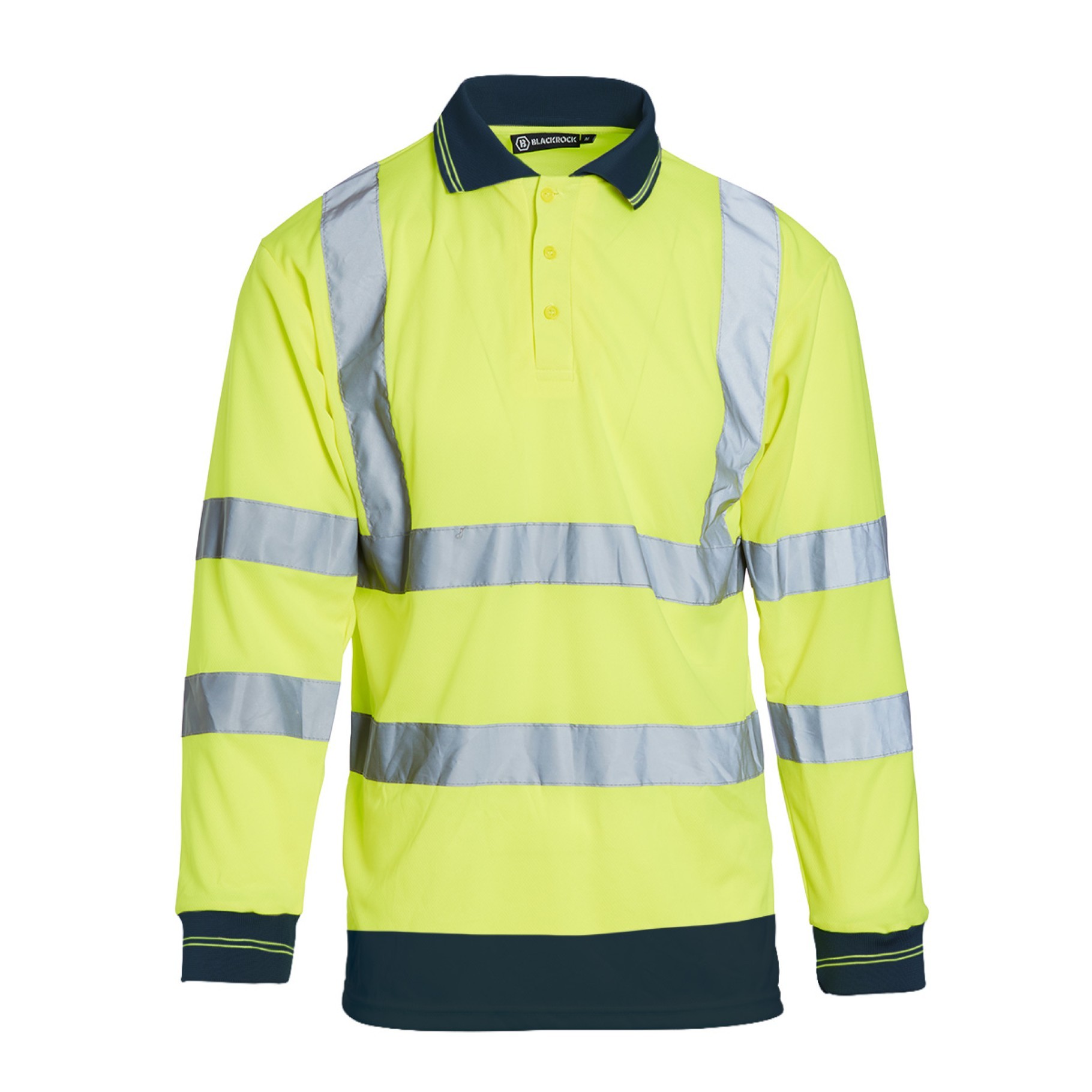 Hi-Vis L/S Polo Shirt - Yellow/Navy